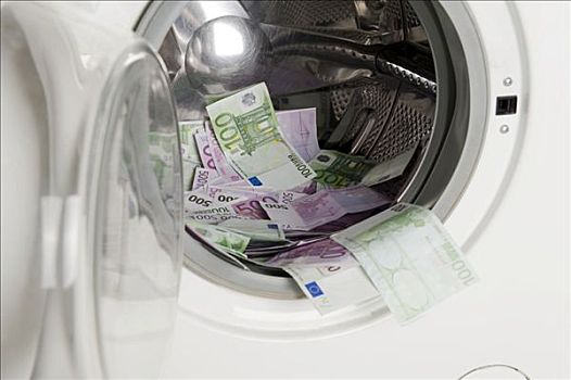 欧元,货币,洗衣机,象征,洗钱