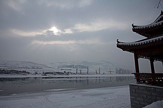 吉林,临江,公园,中朝边界,鸭绿江,朝鲜,冬季