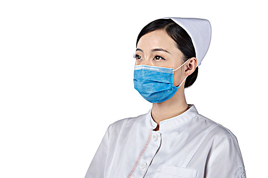 戴蓝色口罩的护士