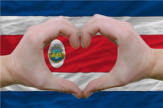 心形,喜爱,手势,展示,上方,旗帜,哥斯达黎加