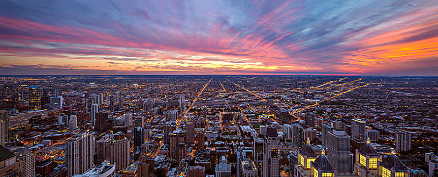 美丽的芝加哥城市夜景