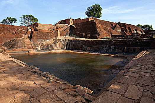 蓄水池,宫殿,遗址,石头,要塞,锡吉里耶,狮子岩,中央省,斯里兰卡,亚洲