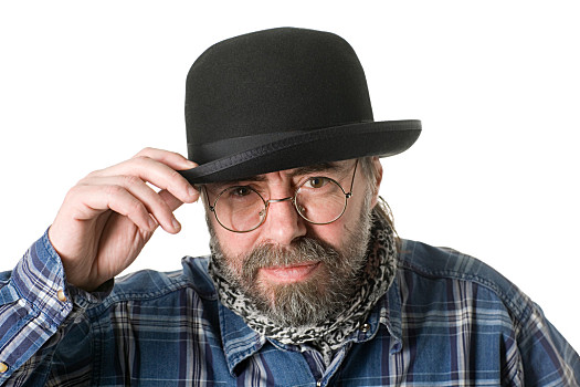 好奇,男人,胡须,圆顶礼帽