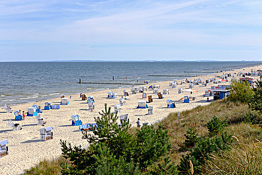 沙滩椅,波罗的海,海滩,乌瑟多姆岛,梅克伦堡前波莫瑞州,德国,欧洲