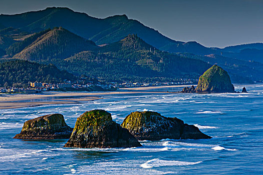 黑斯塔科岩,海洋,坎农海滩,俄勒冈海岸,俄勒冈,美国