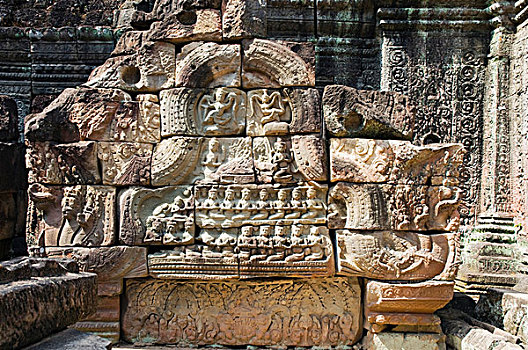 石头,庙宇,吴哥,收获,柬埔寨,印度支那,东南亚