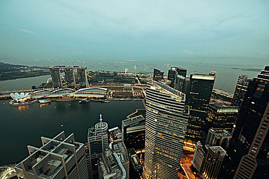 新加坡,屋顶,风景,城市,摩天大楼,日落