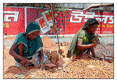 女人,劳工,砖,孟加拉,四月,2006年