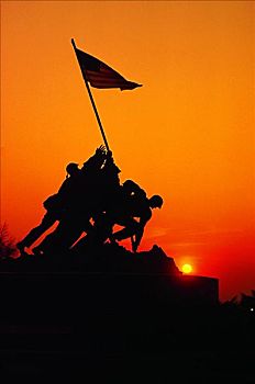 仰视,战争纪念碑,硫磺岛战役纪念碑,弗吉尼亚,美国