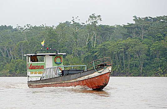厄瓜多尔,河,货船,亚马逊