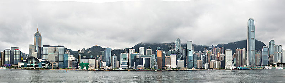 阴天下的香港维多利亚港