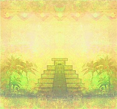 玛雅,金字塔,奇琴伊察,墨西哥,低劣,抽象,背景