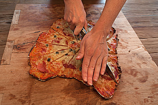 比萨饼,切削,切菜板