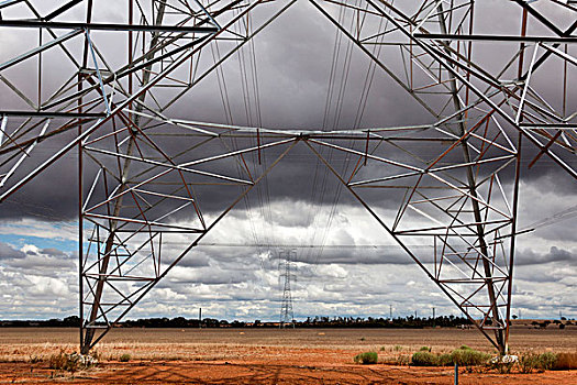 风景,高压,高压电塔,西澳大利亚州