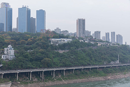 重庆渝中区长江大桥及周边景观
