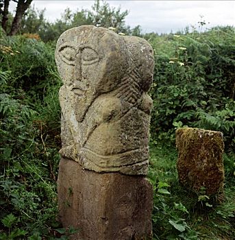 异教,凯尔特,石头,雕塑,岛屿,弗马纳郡,爱尔兰,艺术家,未知