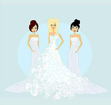 新娘,白色长裙,伴娘