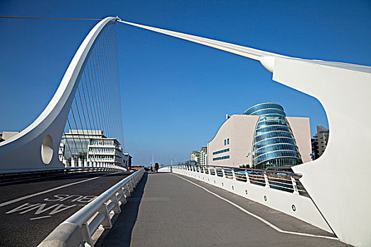 桥,上方,利菲河,都柏林,会议中心,城市,爱尔兰