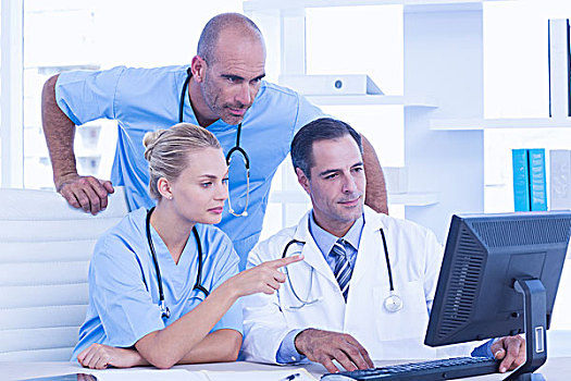 团队,医生,工作,笔记本电脑,诊所