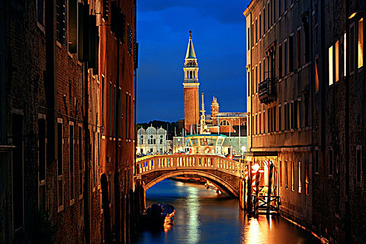 威尼斯,运河,夜拍,圣乔治奥,马焦雷湖,古建筑,意大利