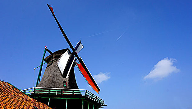 风车,蓝天,荷兰