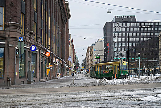街道,冬天,赫尔辛基,芬兰,欧洲