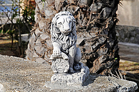 狮子,雕塑,装饰,陶瓷,白色海岸,阿利坎特省,西班牙,欧洲