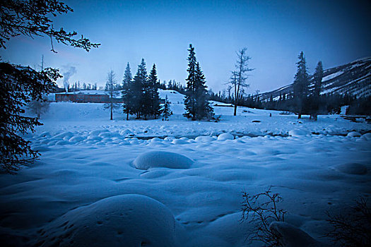 新疆喀纳斯冬季雪景