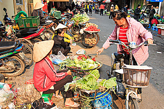 销售,果蔬,街边市场,老城区,河内