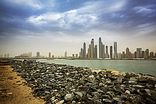风景,摩天大楼,迪拜,码头,手掌
