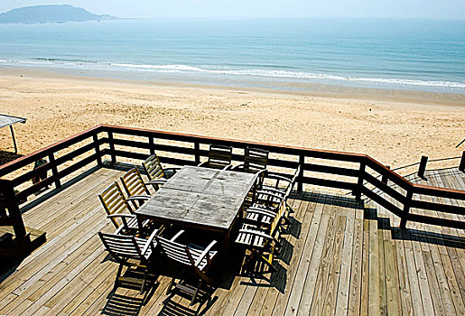 椅子,桌子,海岸