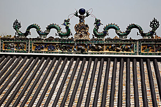 雕刻,屋顶,寺庙,掸邦,庙宇,新界,香港