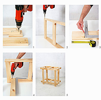 制作,木质,折叠,桌子,木板