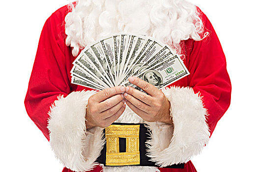 圣诞节,休假,胜利,货币,人,概念,特写,圣诞老人,美元,钱