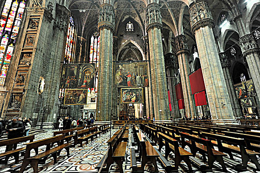 内景,米兰,大教堂,中央教堂,建筑,开端,完成,1858年,伦巴底,意大利,欧洲