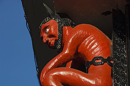英格兰,北约克郡,红色,魔鬼,雕塑,高处,店
