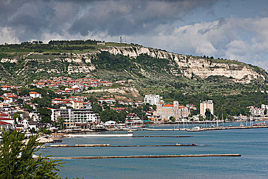 保加利亚,黑海,海岸,城镇,港口,风景