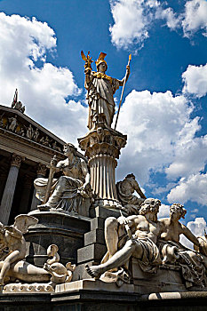 喷泉,奥地利,国会大厦,维也纳