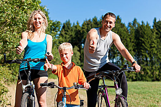 家庭,孩子,自行车,夏天,运动,装束,练习