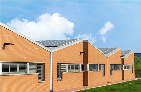 工业建筑,太阳能电池板,屋顶