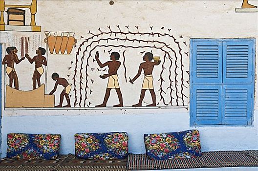 涂绘,房子,乡村,约旦河西岸,路克索神庙,埃及
