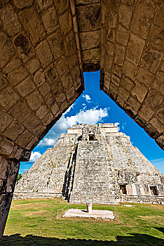 乌斯马尔,尤卡坦半岛,墨西哥,十月,巫师金字塔,高耸,玛雅,城市