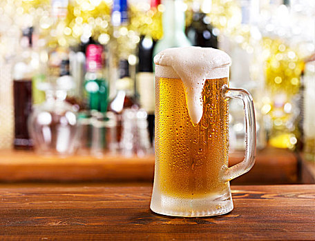 寒冷,大杯,啤酒,酒吧