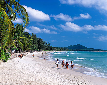海滩,旅游,漫步,海湾,泰国,苏梅岛,南方,亚洲