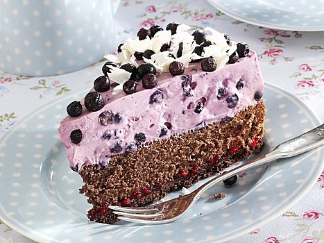 块,蓝莓蛋糕,巧克力屑