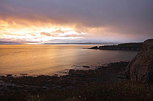 多云,日落,上方,芬地湾,新布兰斯维克,加拿大