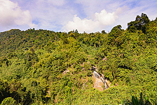 吉桃,丛林,瀑布,靠近,吉谛瑜佛塔,金岩石佛塔,孟邦,缅甸