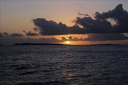 日落,上方,海洋,印度洋,马尔代夫