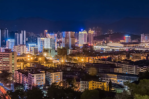 福建省福州市城区夜晚高楼建筑环境景观