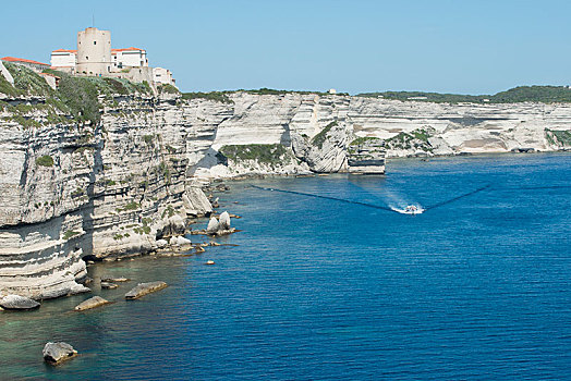 石灰石,海岸,博尼法乔,科西嘉岛,法国,欧洲